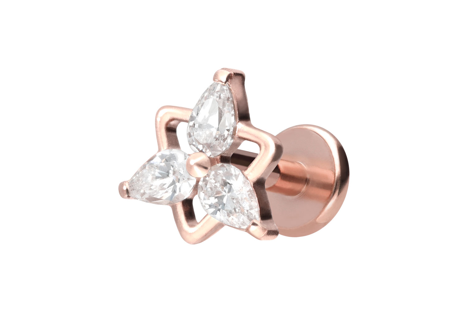 Titan Labret Piercing mit Innengewinde KRISTALLBLUME